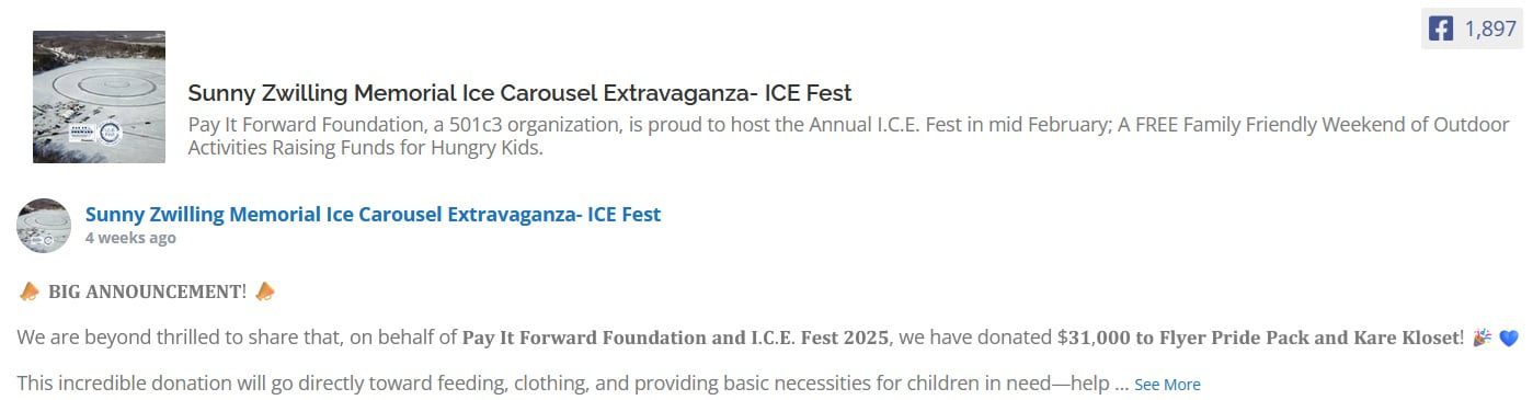 image of Ice Fest dot com Facebook social media feed