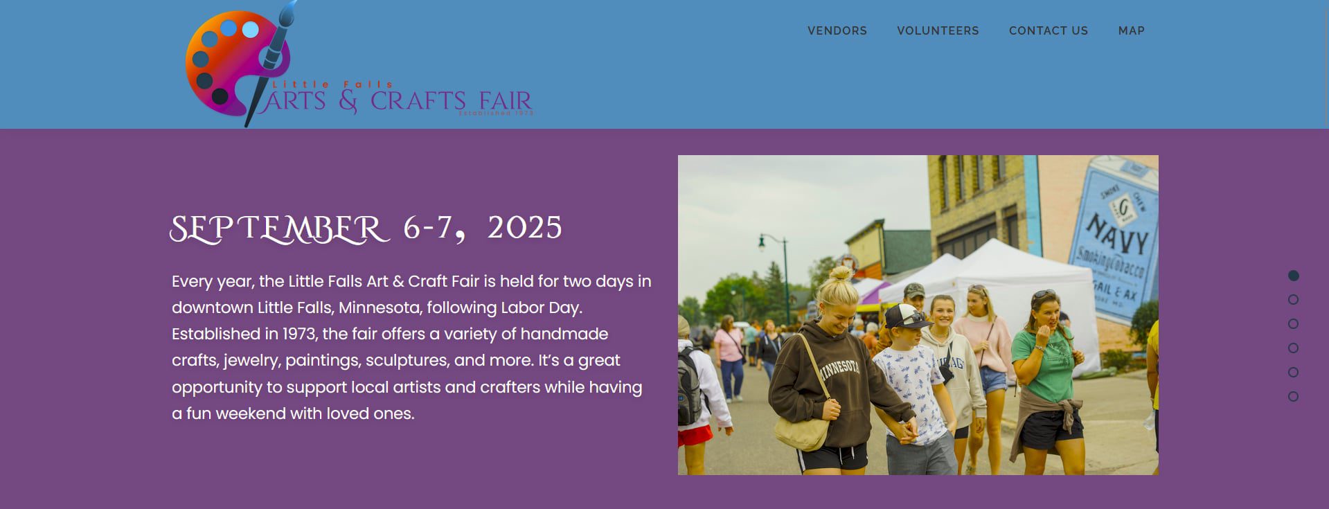 image of Little Falls Arts and Craft Fair dot com homepage