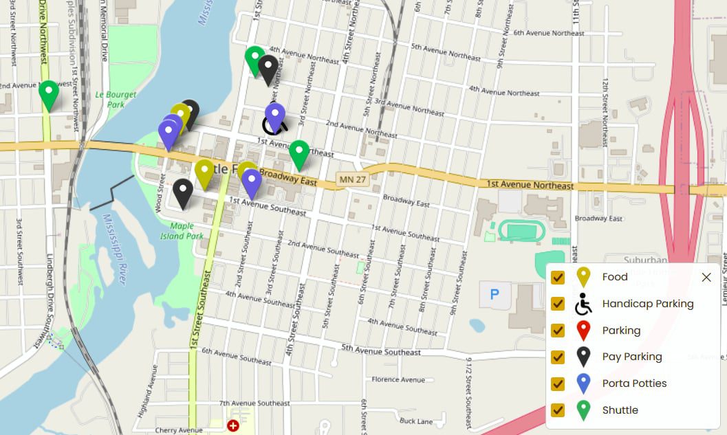 image of Little Falls Arts and Crafts Fair dot com map