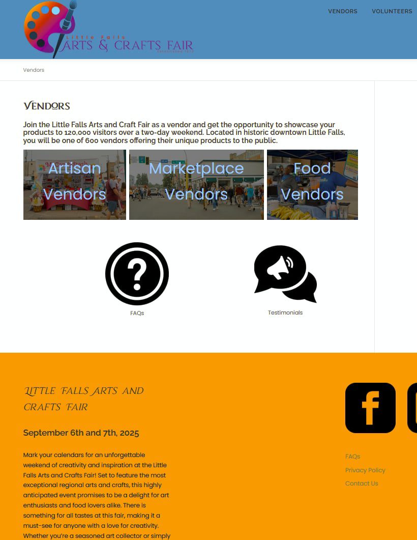 image of Little Falls Arts and Crafts Fair dot com vendor page