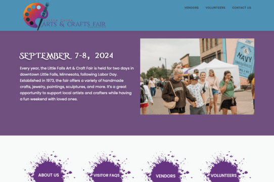 image of Little Falls Arts and Crafts Fair dot com home page